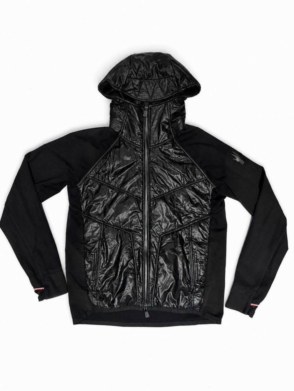 Moncler Black Quilted Hybrid Hooded Performance Jacket